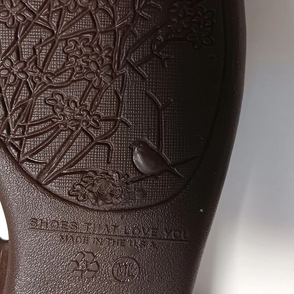 OKAb Wedge Flip Flops Okabashi Women's Sz 10 Thong Sandals Flowers Vegan Peasant - Picture 15 of 16